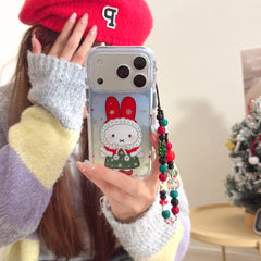 Red hat Miffy Christmas phone case with gilded rounded edges and airbag design