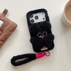 Rabbit fur glasses and rabbit phone case