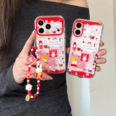 Strawberry Miffy Phone Case for iPhone 13-17 Pro Max