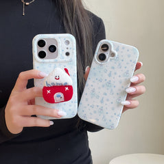 Blue-tinted winter snowman house phone case