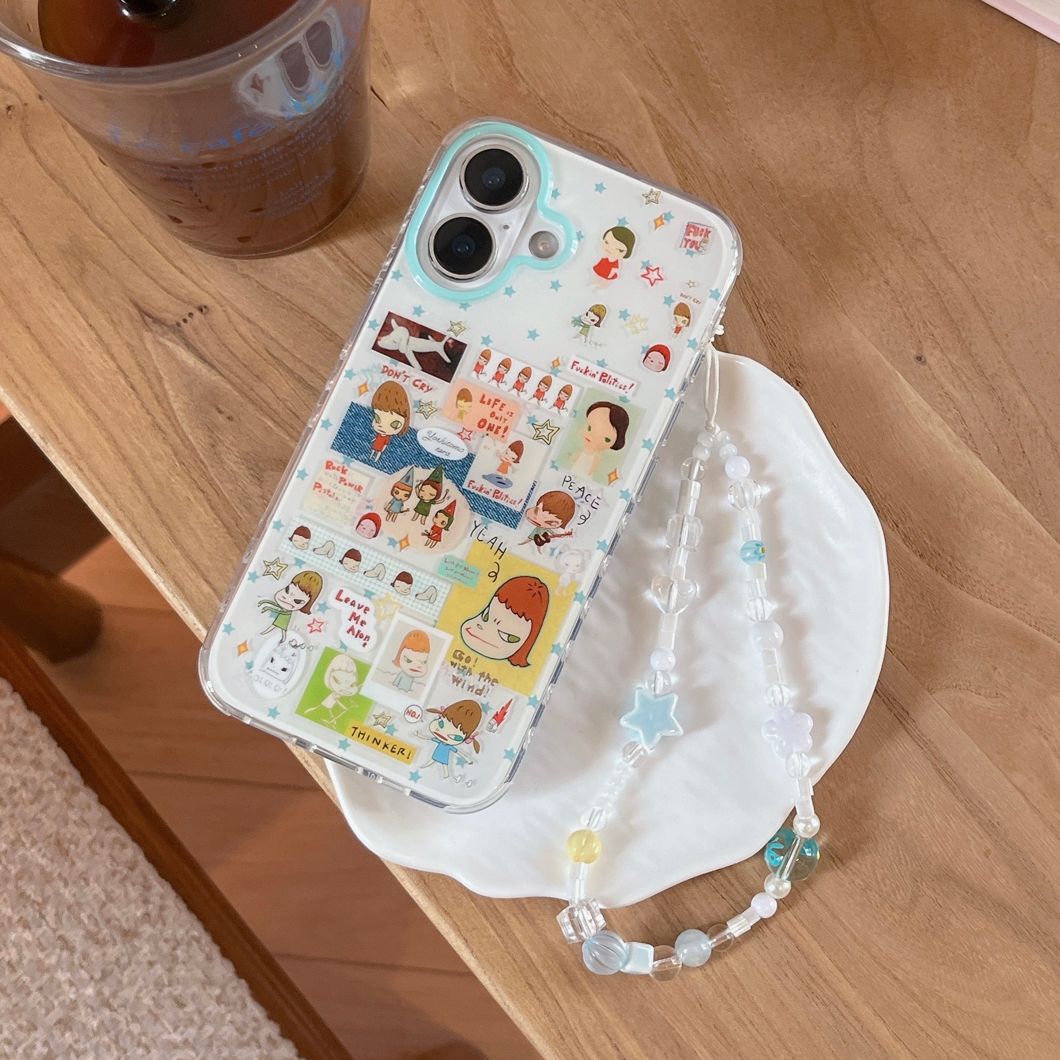 Mint Green Star Yoshitomo Nara Phone Case for iPhone 13-17 Pro Max - ArtCase