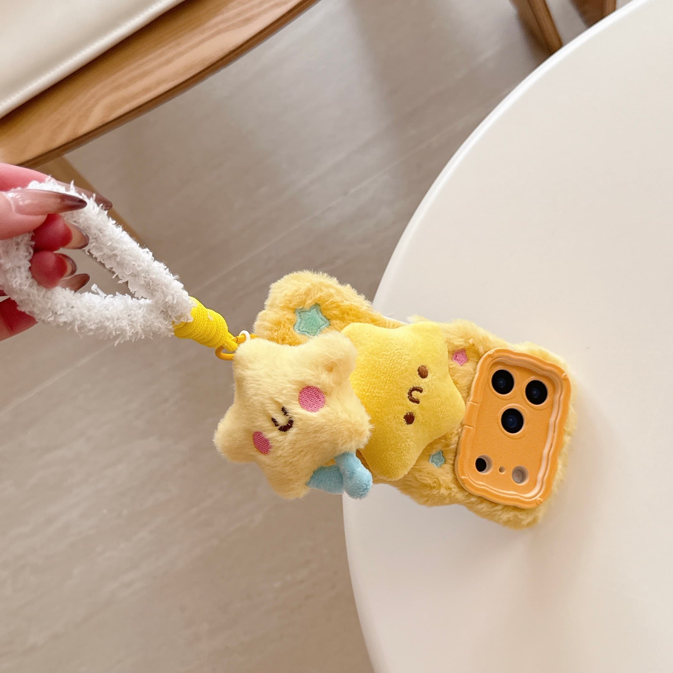Cartoon plush 3D yellow star phone case