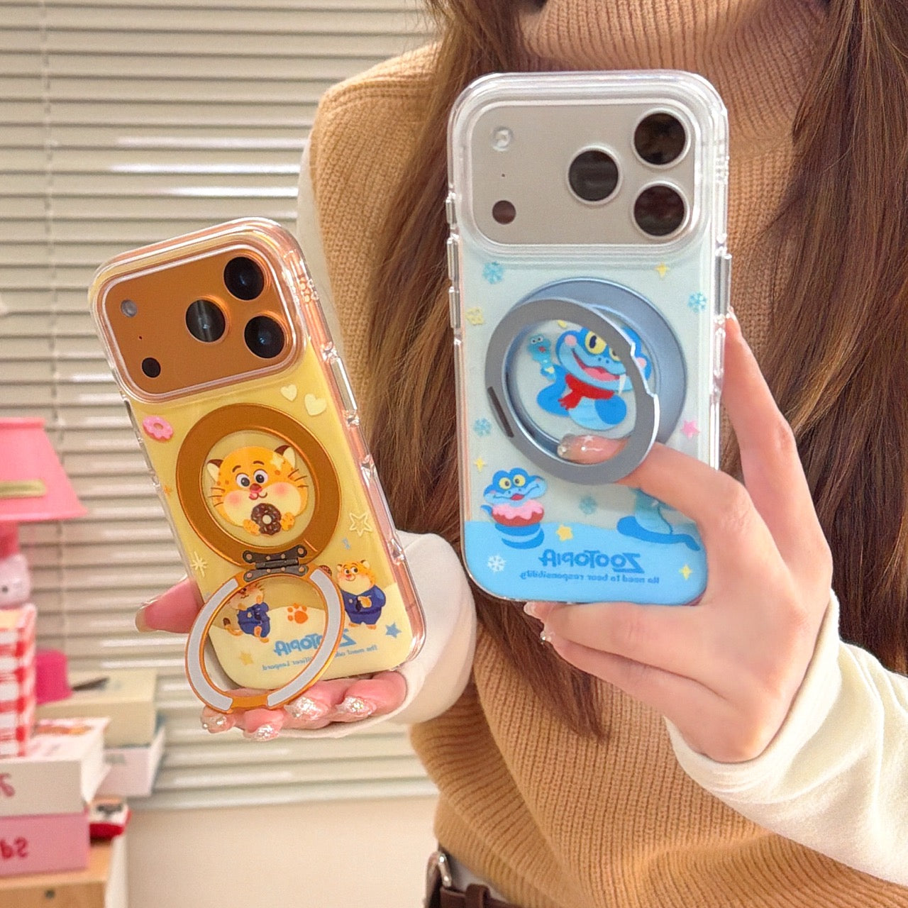 Leopard Officer/Gary Stand Round Edge Airbag Phone Case