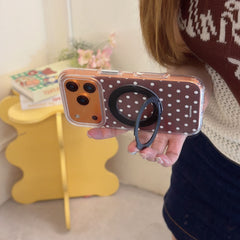 Chic Semi-Transparent Black Polka Dot Case with Integrated Stand