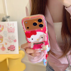 Strawberry Cute Outfit Hello Kitty Phone Case for iPhone 13-17 Pro Max