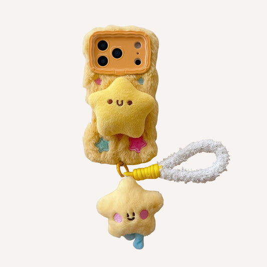 Cartoon plush 3D yellow star phone case