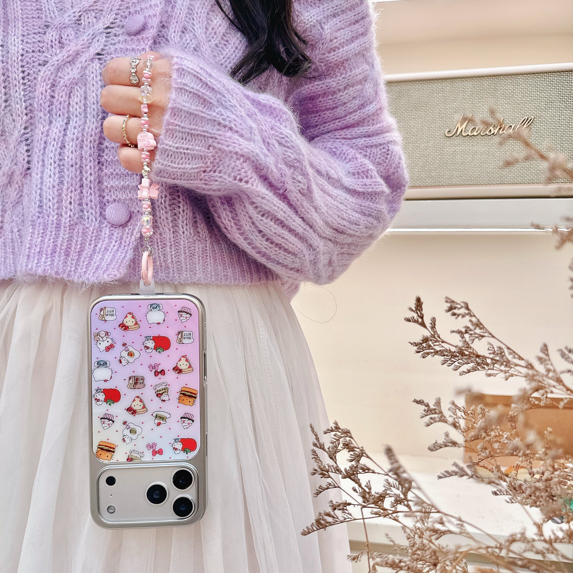 Gilded gradient chain Kitty phone case