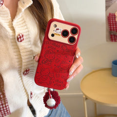 Red Striped Kitty Pony Phone Case for iPhone 14-17 Pro Max - Cute Playful Design - Playfulcase