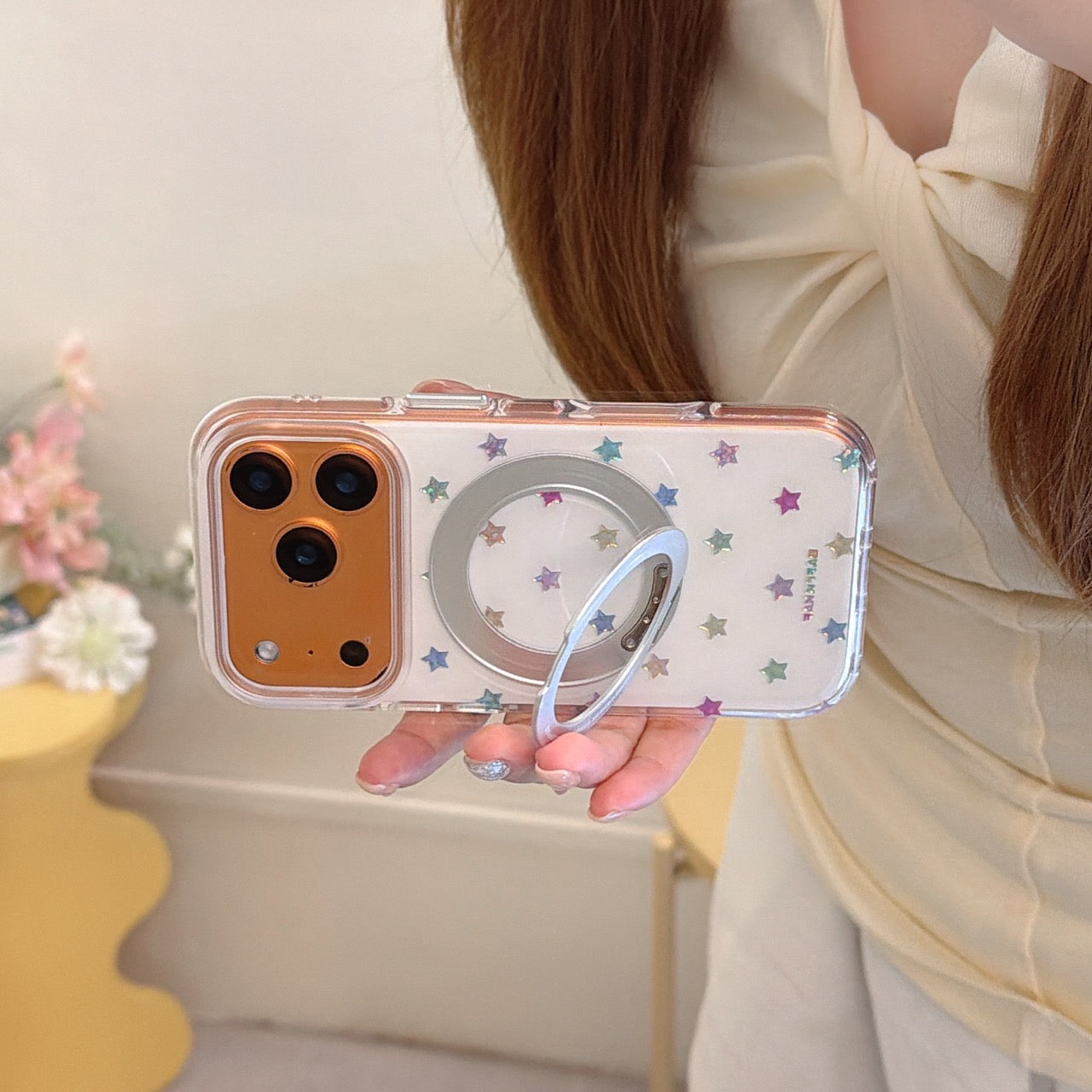 Aesthetic Colorful Stars iPhone Case with 360° Rotating Kickstand