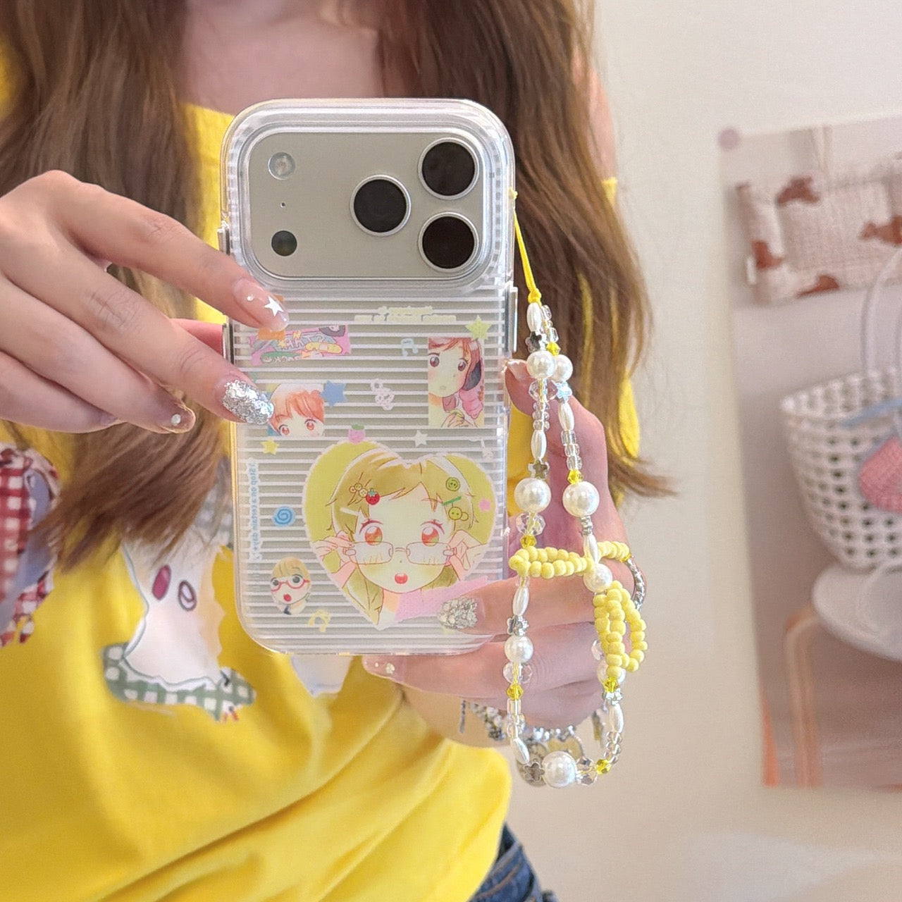 Aesthetic White Stripes Girl Collage iPhone Case | Y2K Art Print