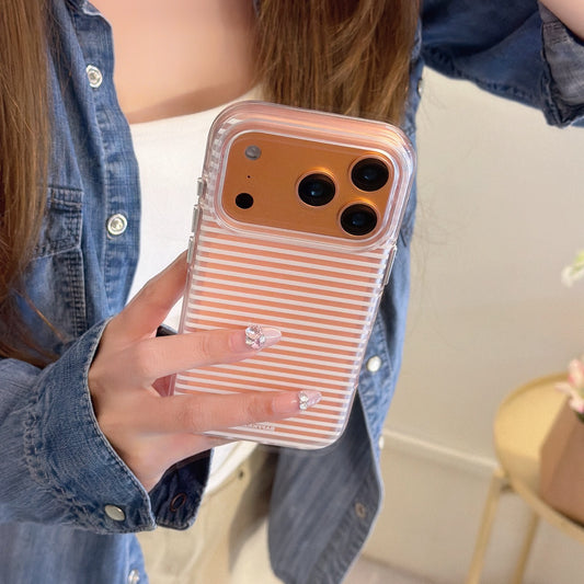 Aesthetic Striped Minimalist Case: 360° Protective Shockproof Series for iPhone 13-17 Series | Timeless White Linear Pattern