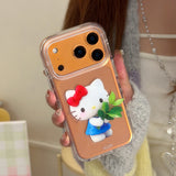 Load image into Gallery viewer, Kitty round-edged airbag double-sided phone case with pomelo leaf design