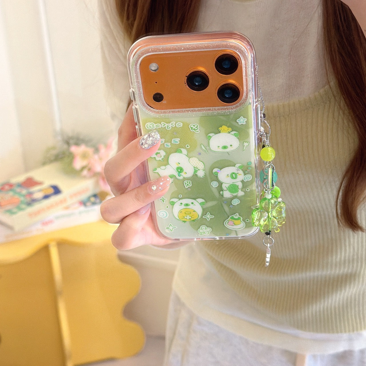 Urban Graffiti Bear & Clover iPhone Case | Street Art Aesthetic