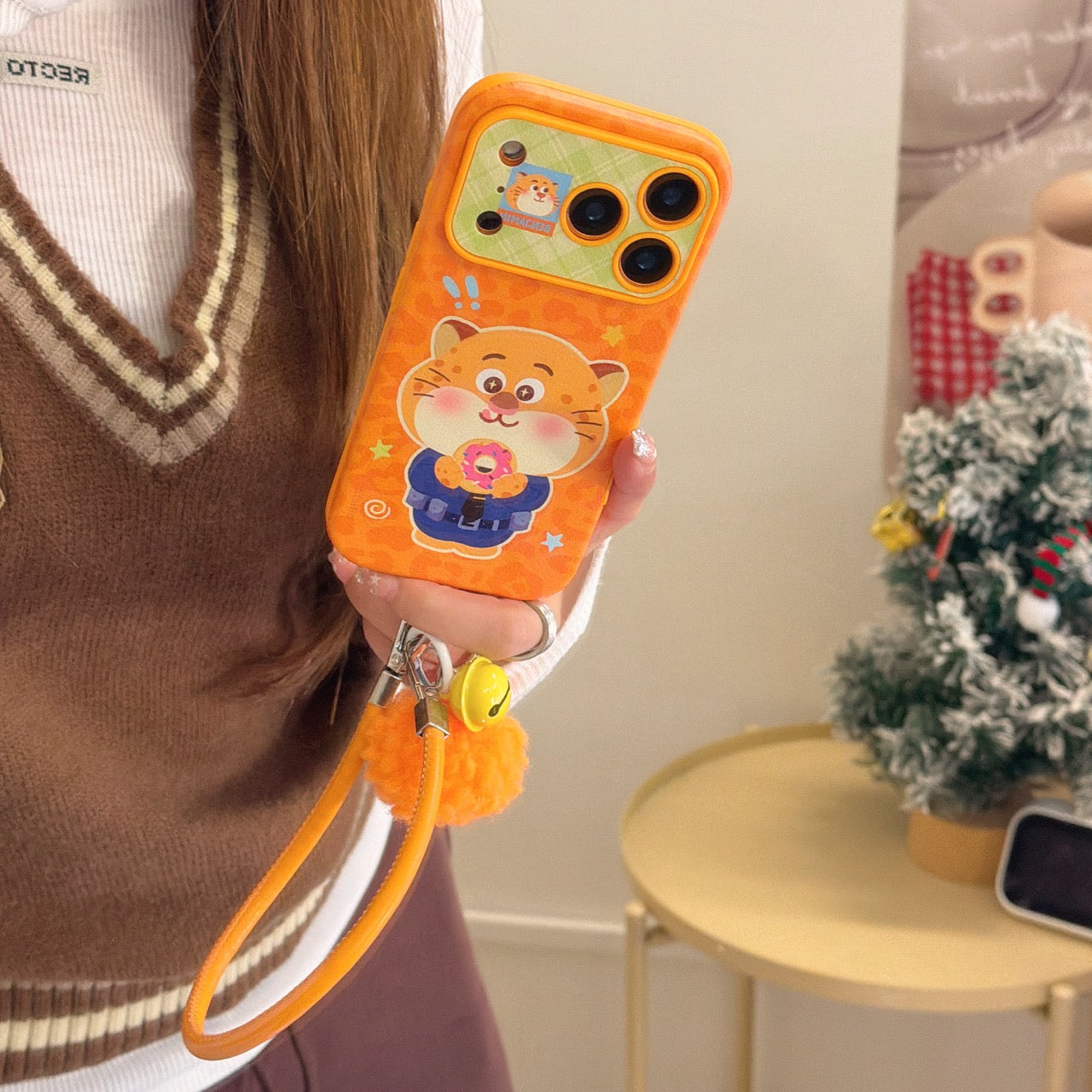 Police officer Leopard eating a donut phone case