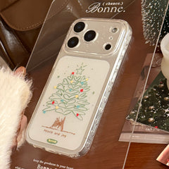 Transparent hand-painted heart tree phone case