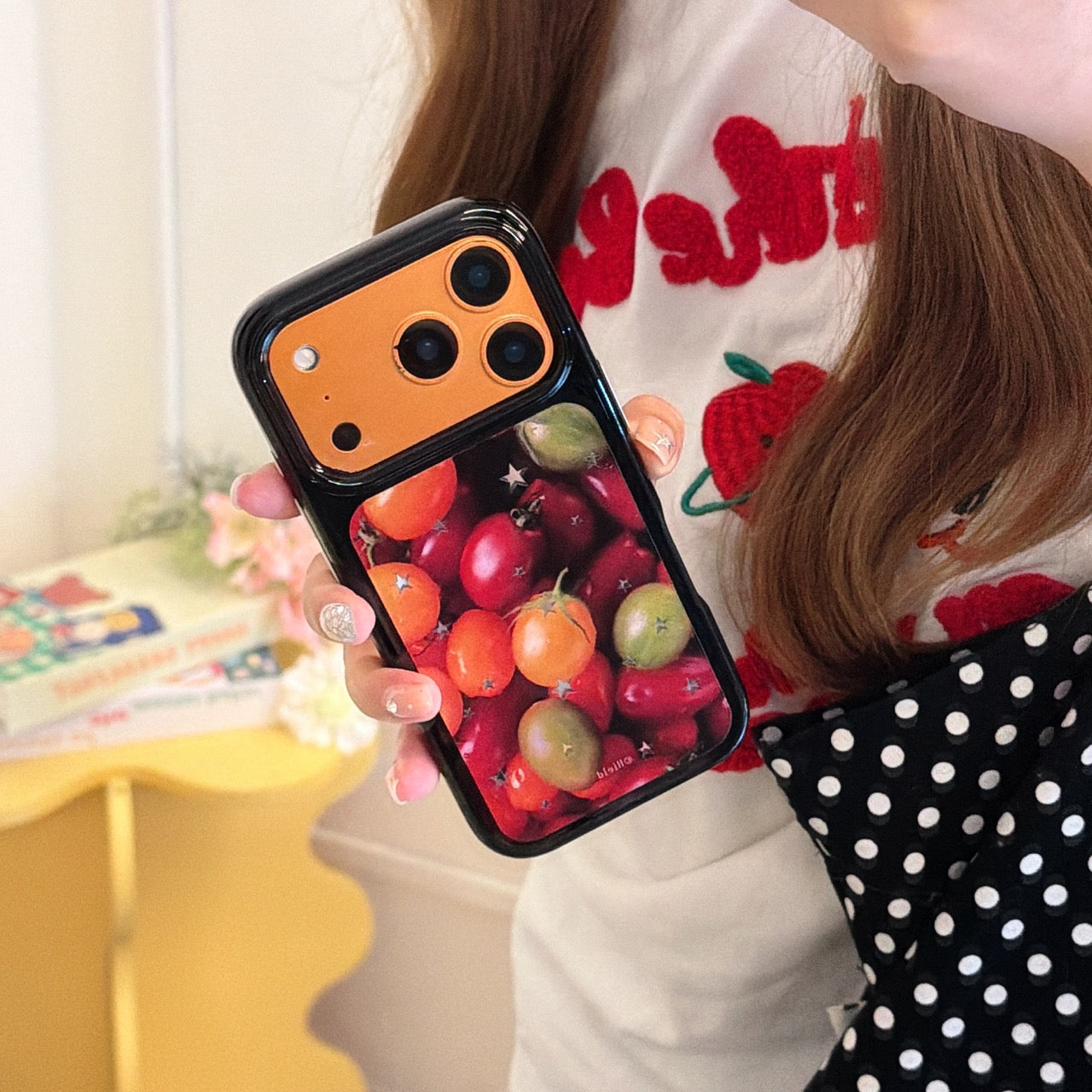 Quirky Star & Tomato Mirror Case | Pop Art Aesthetic Shell