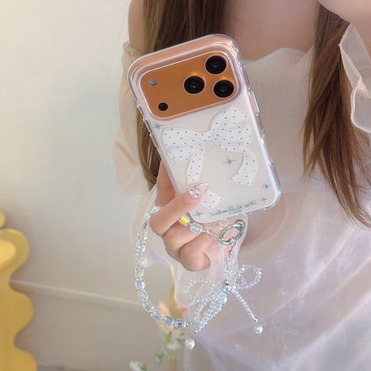 Minimalist Soft Ribbon & Diamond Accents Case: Premium Protection for iPhone 13-17 Series