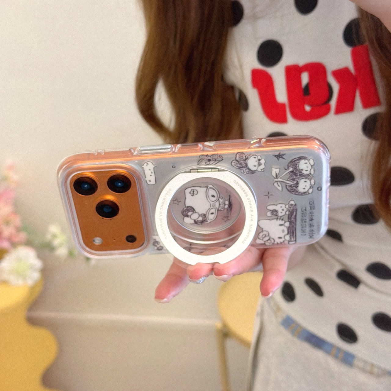 Urban B&W Graffiti Kitty Case | 360° Rotating Kickstand Cover