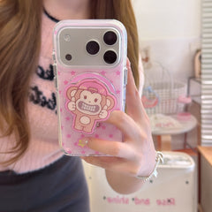 Pink Star Monkey Aesthetic iPhone Case | Y2K Streetwear Style