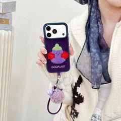 Embroidered Jellyca smiley eggplant phone case