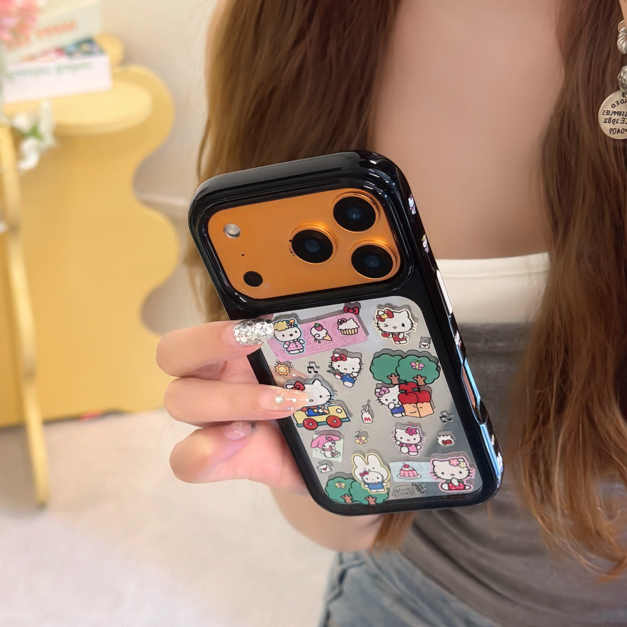 Vacation Kitty Aesthetic Mirror Case | Y2K Space Shell Edition