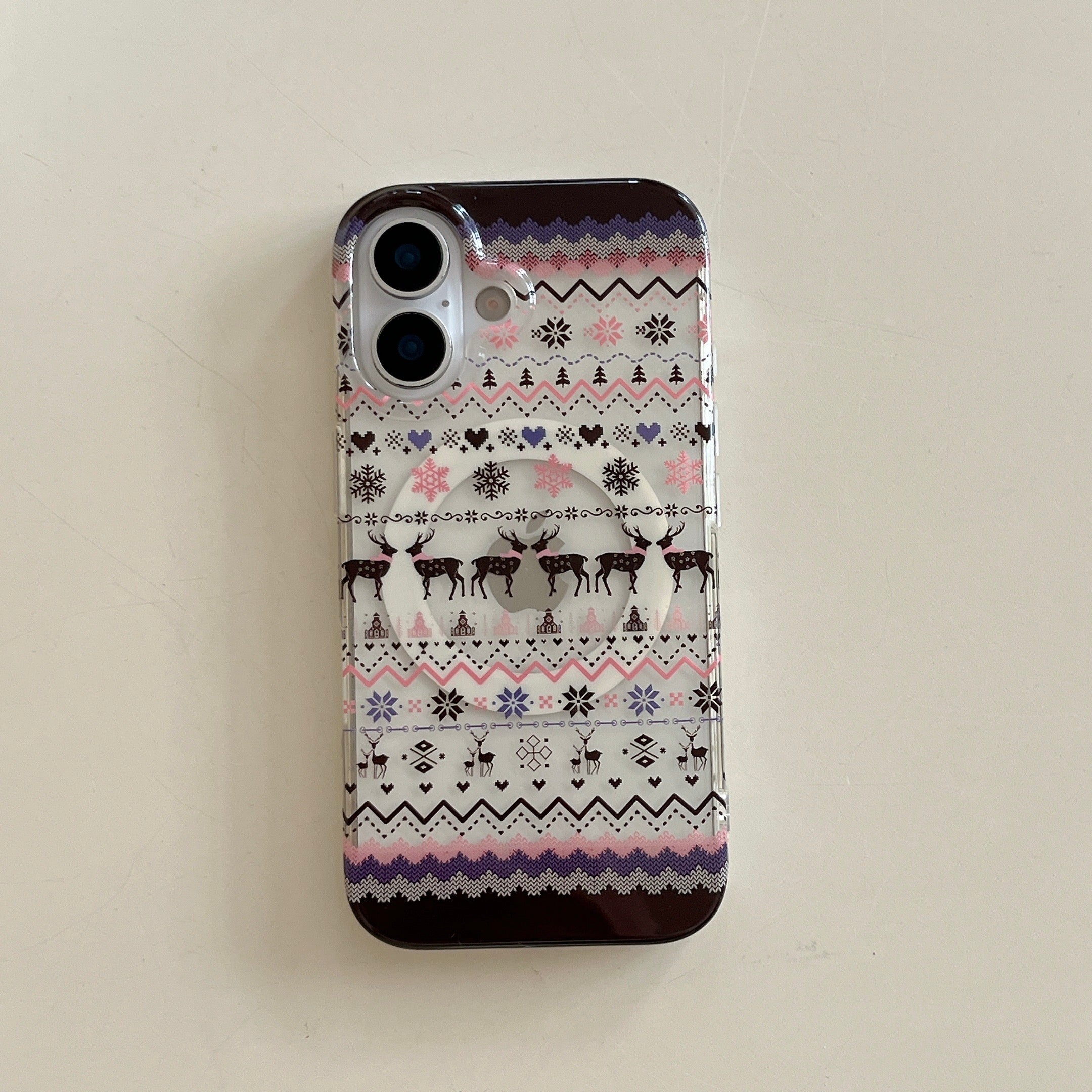 Fair Isle quicksand deer magnetic phone case