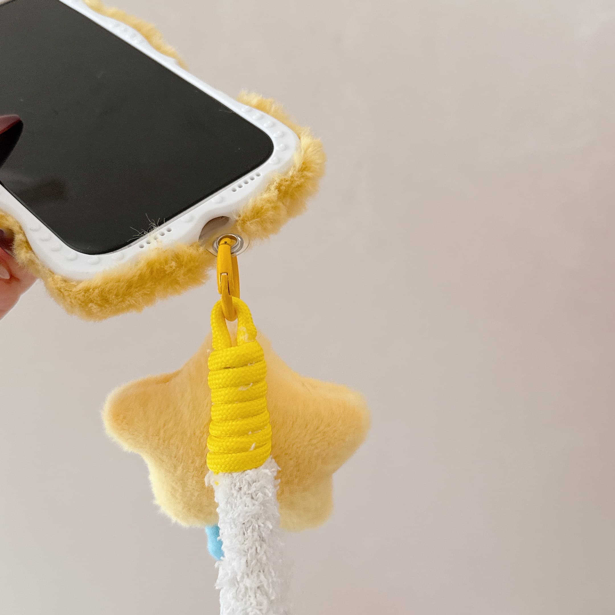 Cartoon plush 3D yellow star phone case