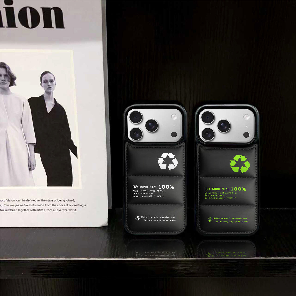 Recycled Eco Logo Puffer Phone Case for iPhone 13-17 Pro Max