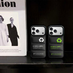 Recycled Eco Logo Puffer Phone Case for iPhone 13-17 Pro Max
