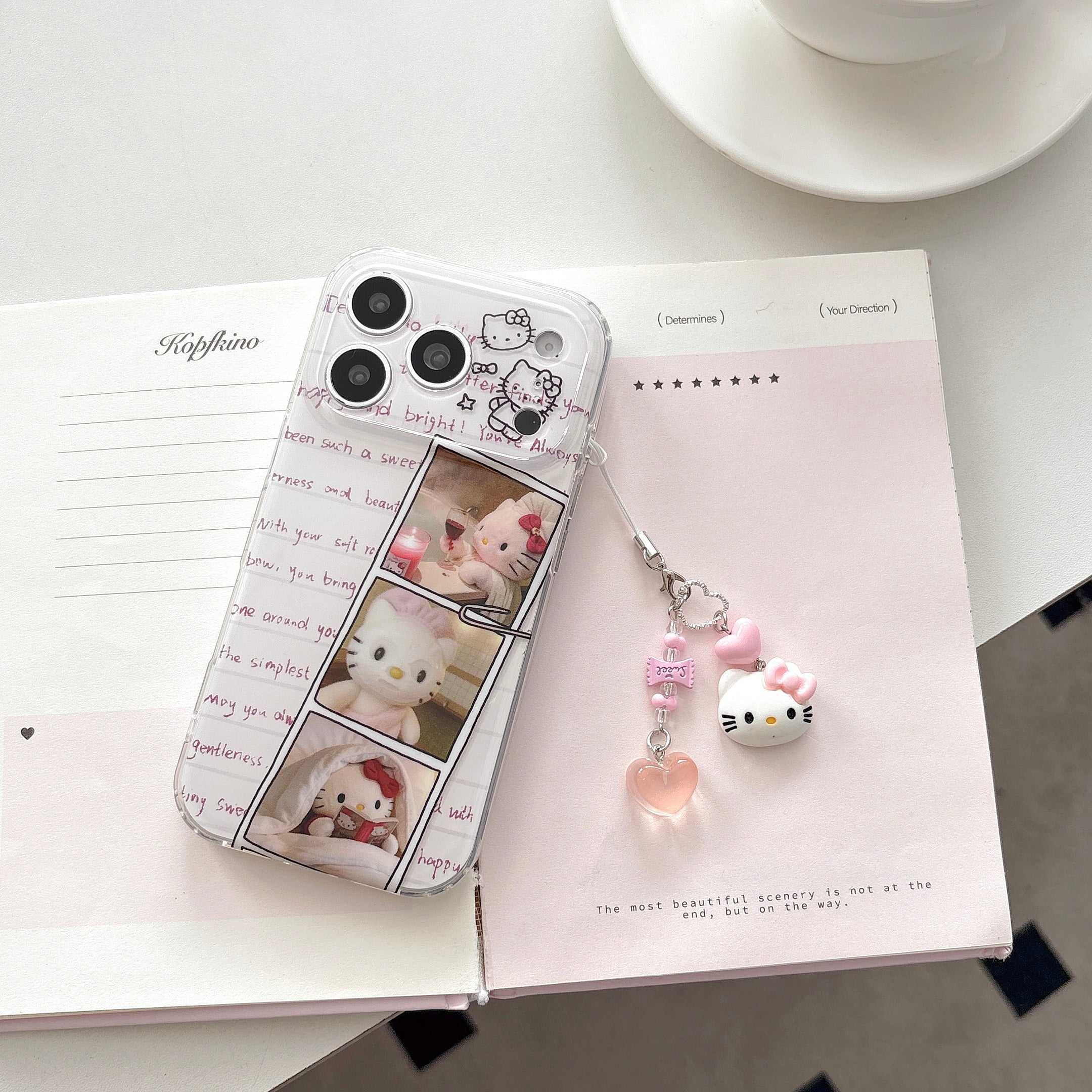 "Doodle Collage" Kitty Case - Retro Patchwork Design for iPhone 17/16/15 Pro Max | Aesthetic Cyber Y2K Accessory