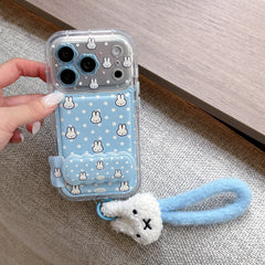 Blue and white polka dot Miffy rabbit phone case