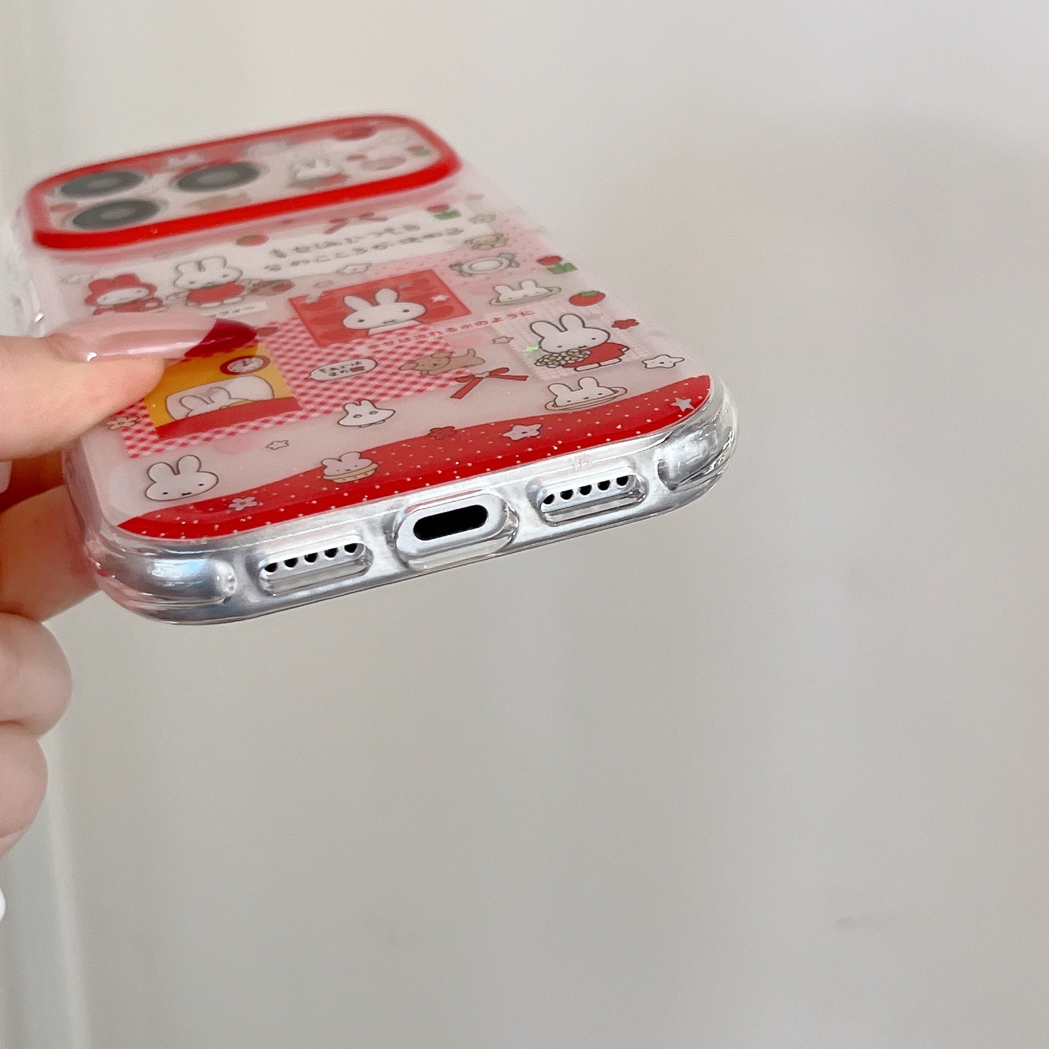 Strawberry Miffy Phone Case for iPhone 13-17 Pro Max