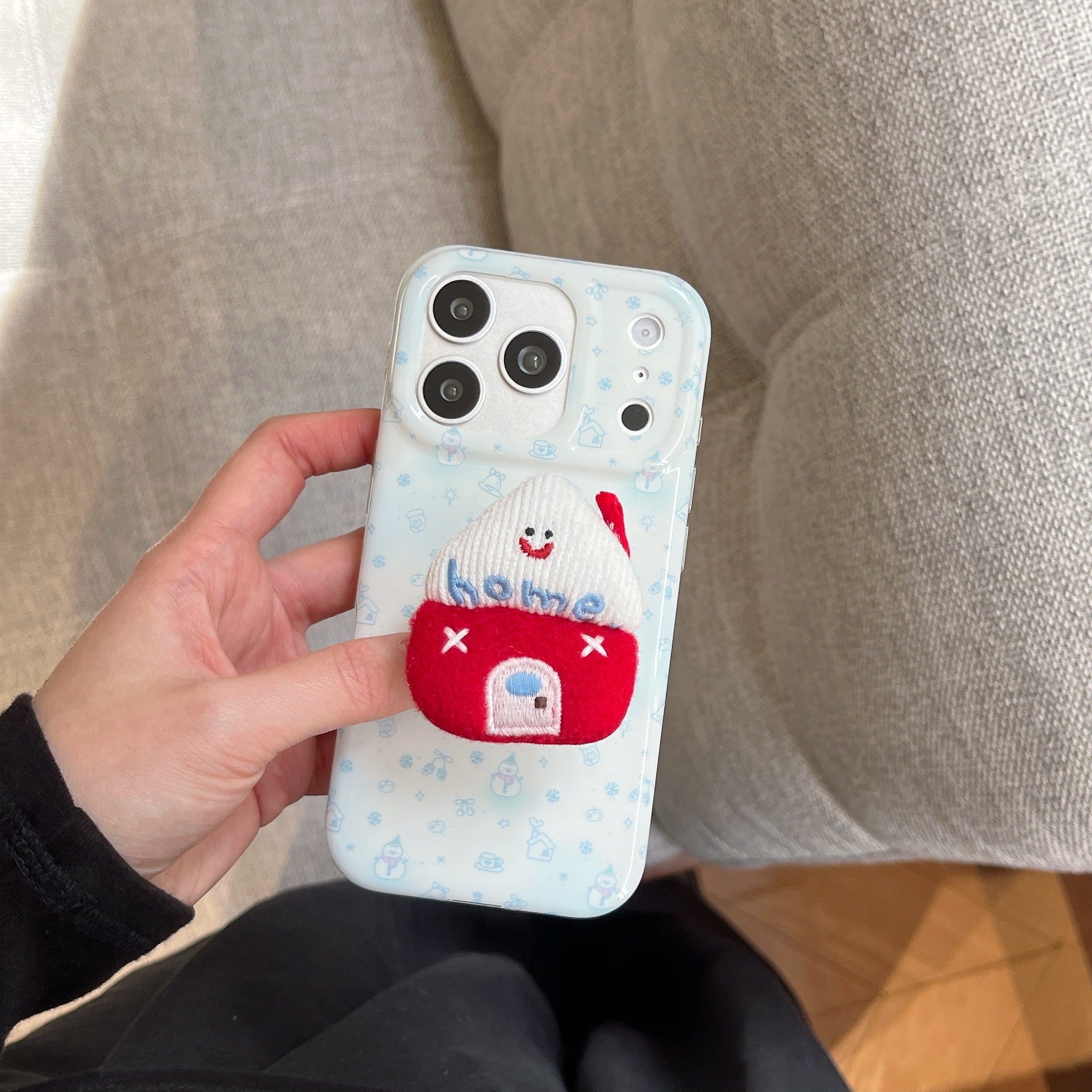 Blue-tinted winter snowman house phone case