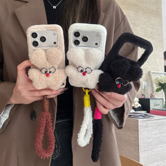 Rabbit fur glasses and rabbit phone case