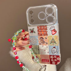 【Glittery Glaze】Silver Sandalwood Checkered Christmas Phone Case
