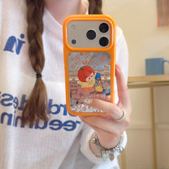 Vibrant Orange Floral Yoyo-chan Mirror Case | Trendy Y2K Mirror Shell