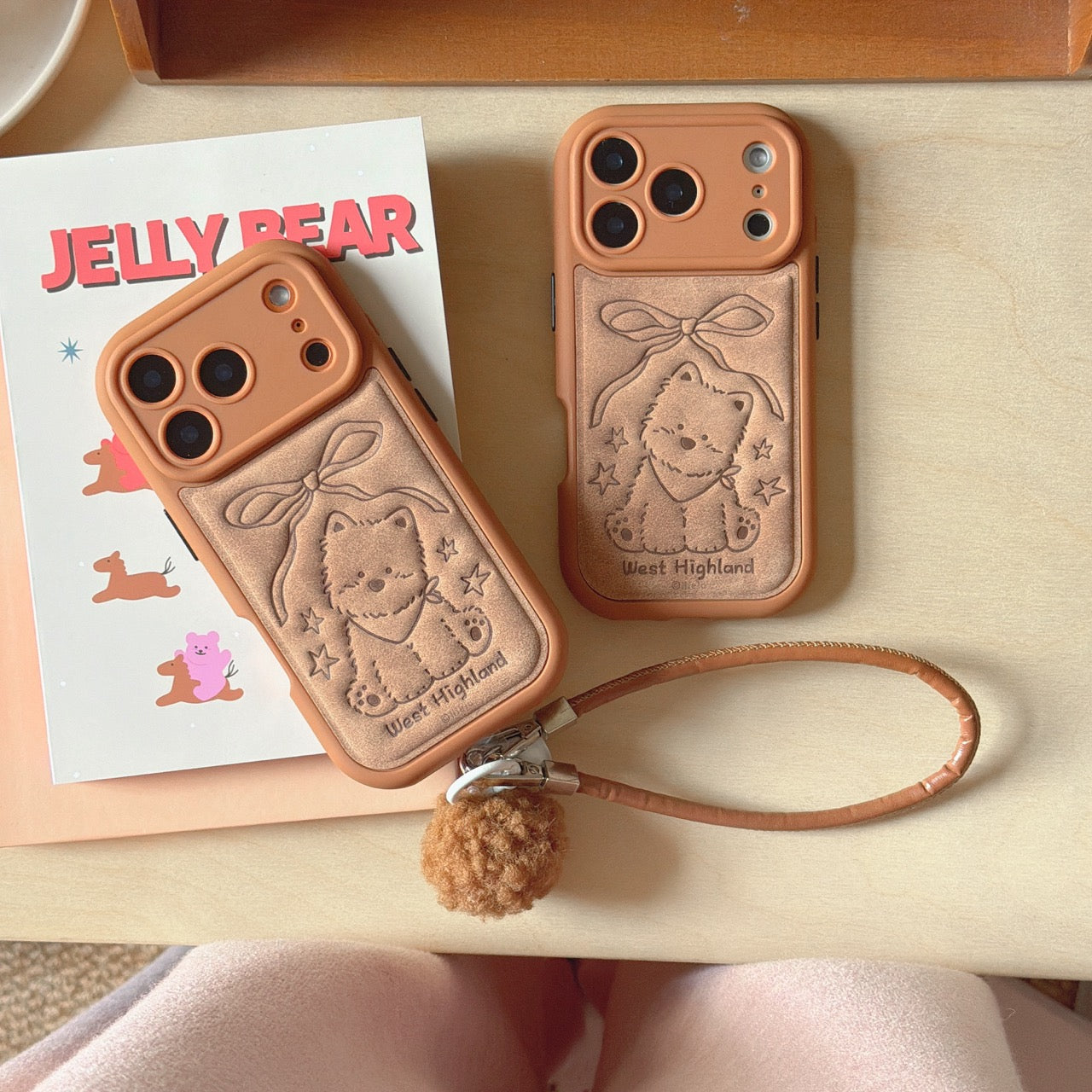 Brown striped bow West Highlands shockproof phone case