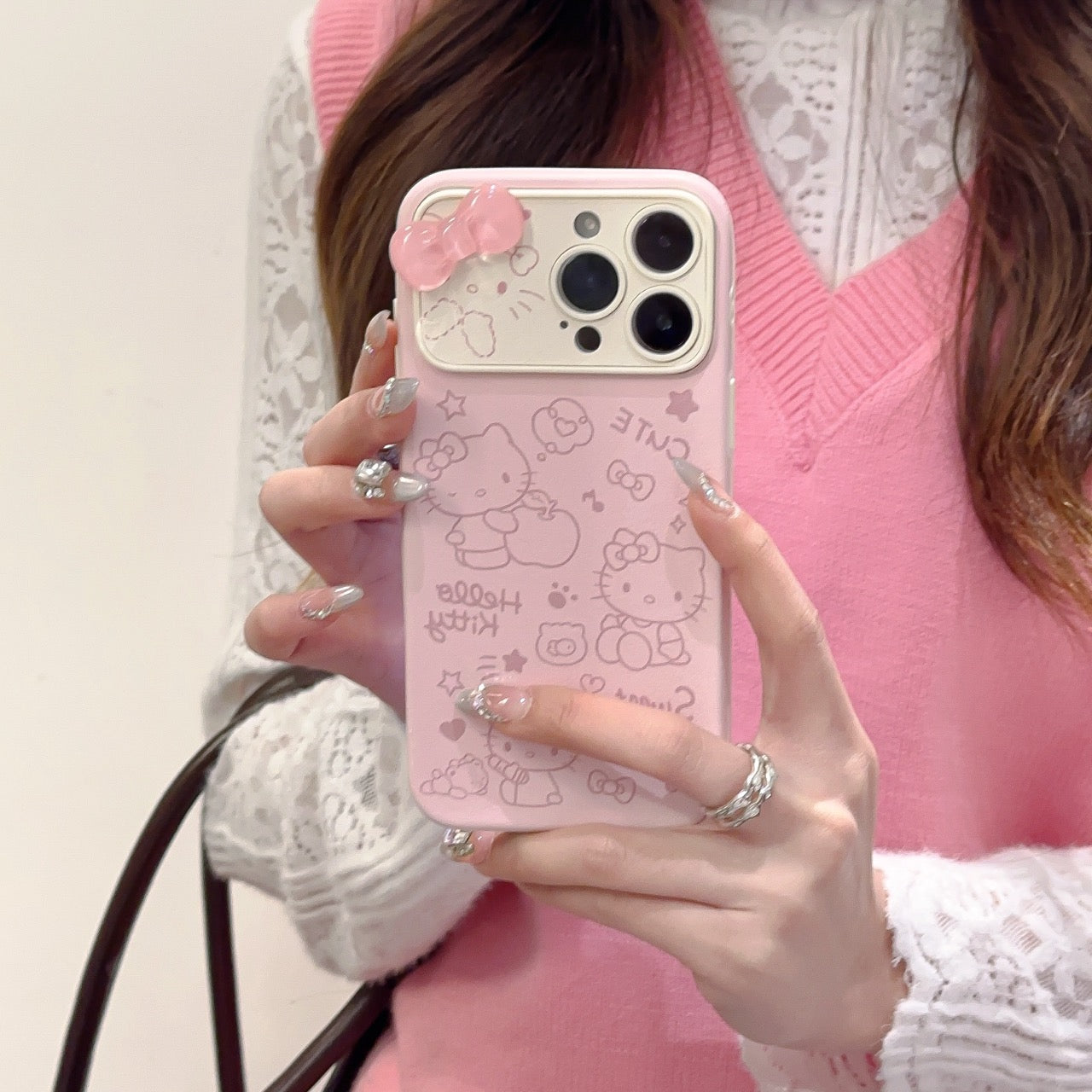 Foundation Music Symbols Apple Hello Kitty Large Window Leather Phone Case