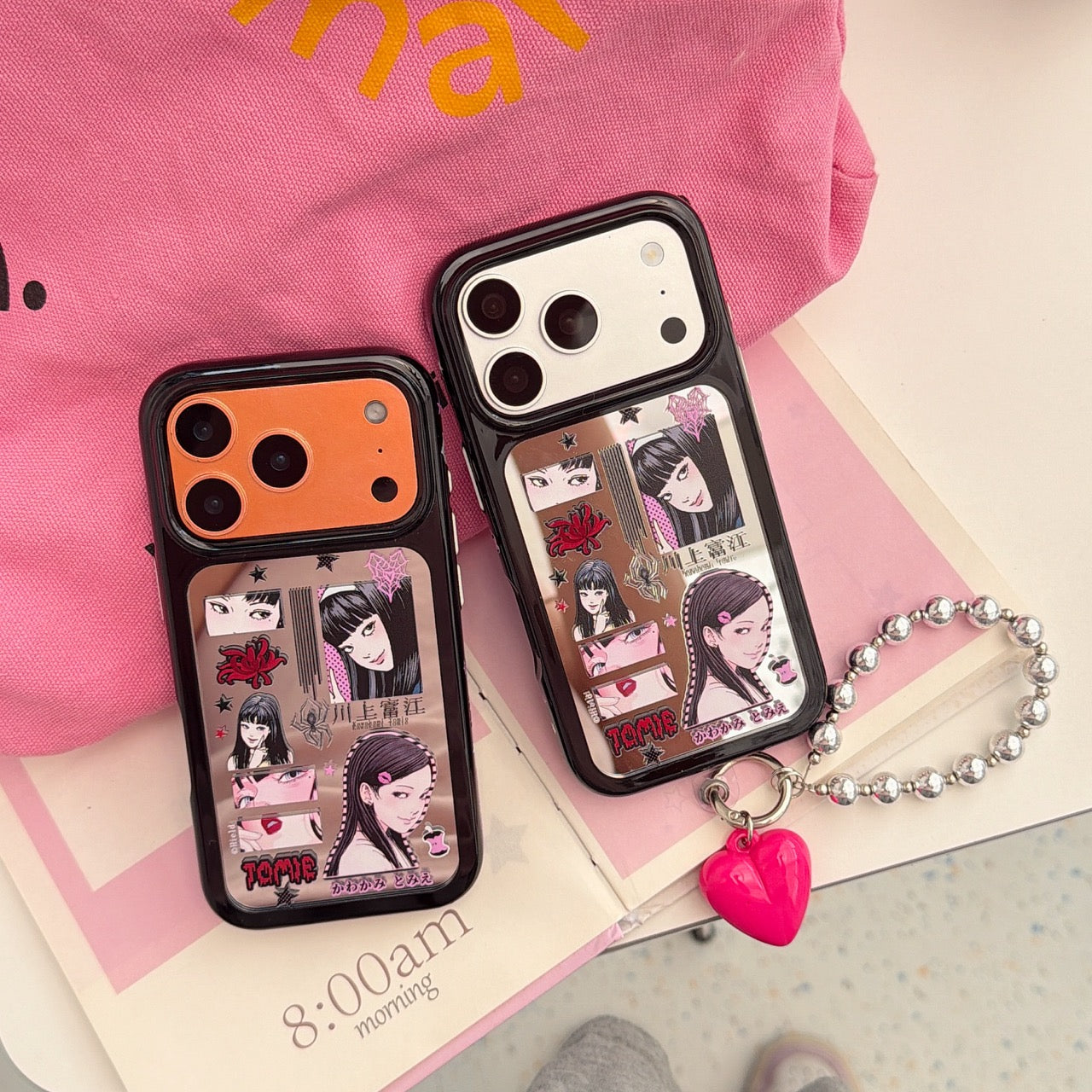 Pink Gothic Tomie Horror Aesthetic Case | Y2K Mirror Space Shell