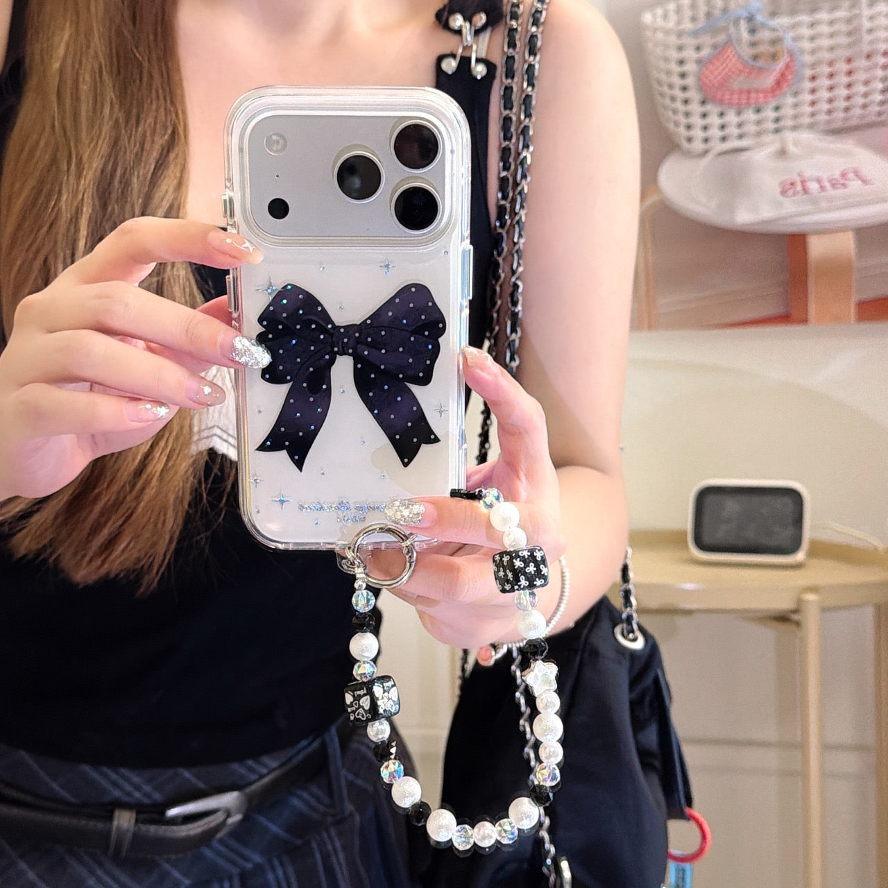 Chic Black Bow & Diamond Gilded Edge Cover | Gothic Lolita Aesthetic