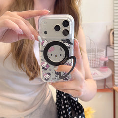Sweet & Cool Pink Bow Kitty iPhone Case with Built-in Stand