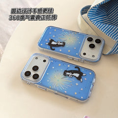 Black cat with fairy wand rounded edge phone case