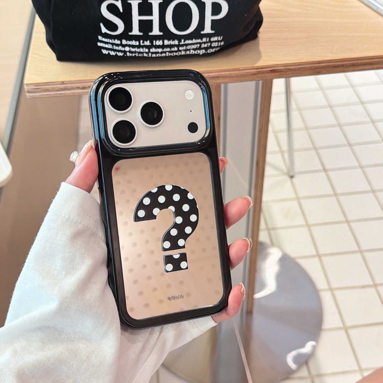 Quirky Polka Dot Question Mark Mirror Case | Unique Aesthetic Shell