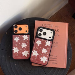 Woody Lily Pearl Gold-plated Black Edge Phone Case