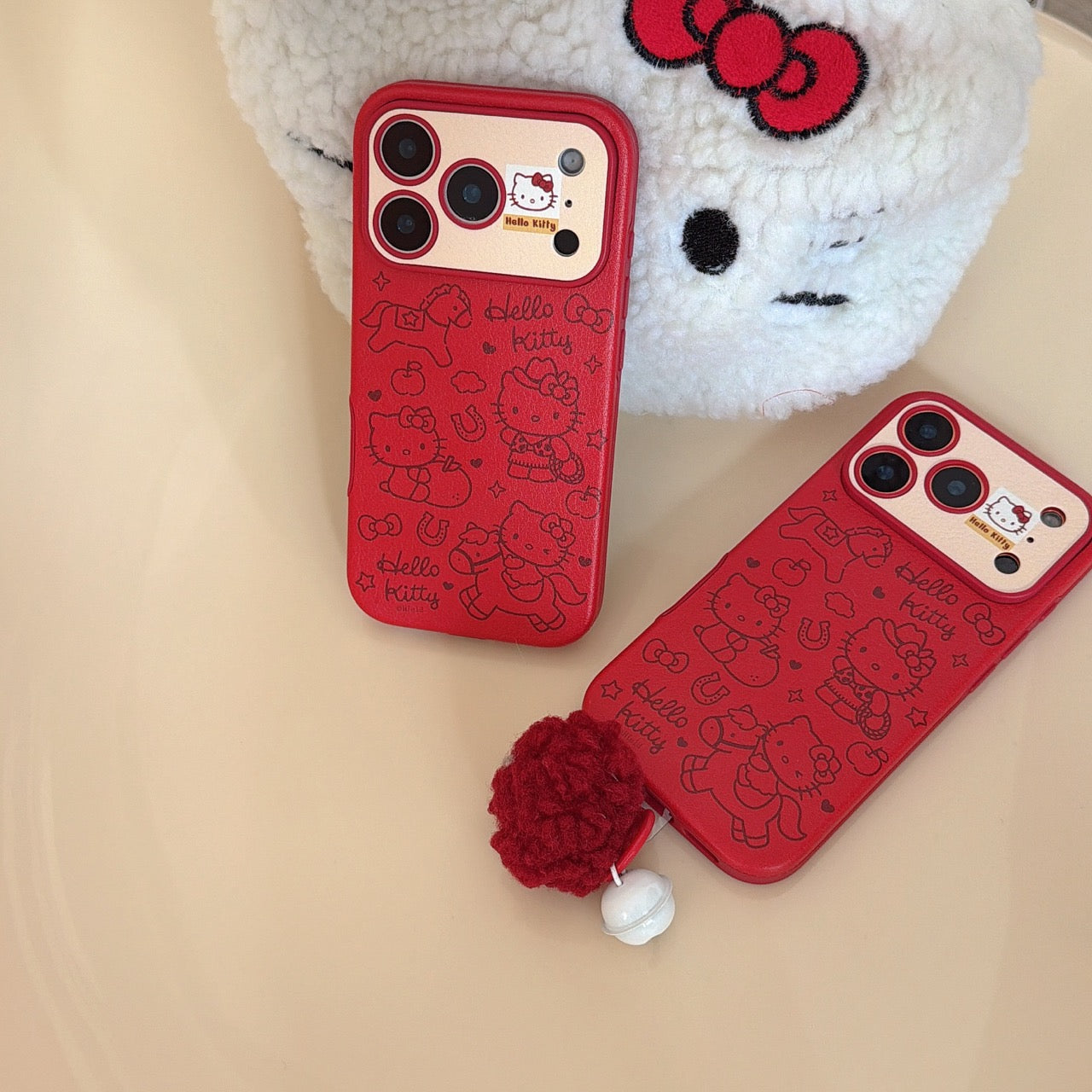 Red Striped Kitty Pony Phone Case for iPhone 14-17 Pro Max - Cute Playful Design - Playfulcase
