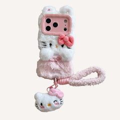Cartoon plush Kitty phone case with lanyard