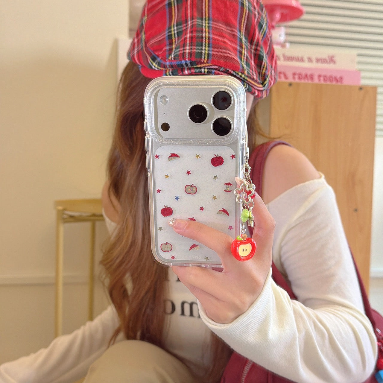 Colorful star pattern multiple Apple logo round-edge iPhone case