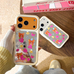Doodle Star & Strawberry Rilakkuma Case: Protective Kawaii Series for iPhone 13-17 Series