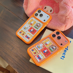 Orange-edged retro stamp Miffy round-edged phone case