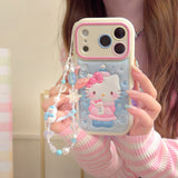 Load image into Gallery viewer, Snowflake hugging a snowman Kitty rounded 3D leather texture phone case